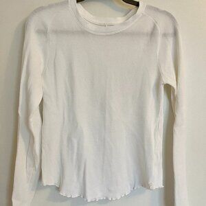 Free People we Thre Free Waffle Knit Long Sleeve Top - White - Medium